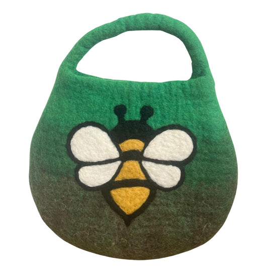 Bolsa de abejas de fieltro al agua - Un asa con imán - Tonos Verdes