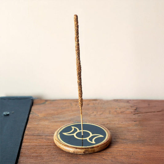 Oro y negro sobre madera de mango - Triple Luna